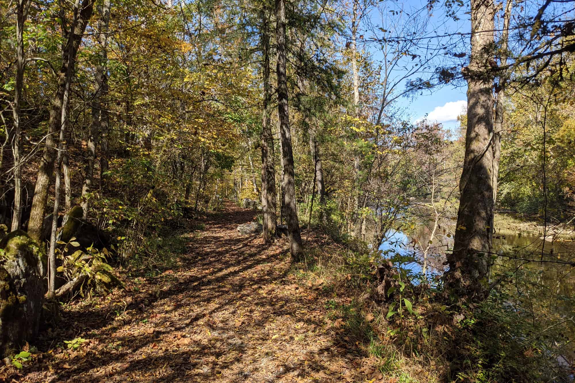 The Townsend River Walk and Arboretum follows along the Little River in Townsend, TN